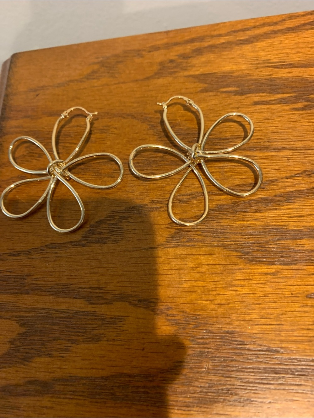 Gold Flower Petal Hoop Earrings for Women